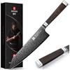 XINZUO 21cm Kiritsuke Coltello da Cuoco 67 Strati in Acciaio Damasco -Rivestimento in Titanio Nero -Forgiato a Mano Coltello da Chef da Cucina Nucleo in Acciaio 12Cr18MoV -Manico in Legno di Ebano