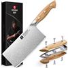 XINZUO 18cm Acciaio Composito Mannaia da Cucina Forgiato a Mano Multifunzione Coltello da Cuoco Cinese -Lama Affilata Nucleo in Acciaio 10Cr -per Tagliare Verdure e Carne -Manico in Legno d'Ulivo