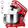 VIVOHOME Impastatrice Planetaria Professionale 5,7L 10 Velocità 1500W Contenitore in Acciaio Inox, Impastatore da Cucina Multifunzione con Gancio per Impastare Frusta per Dolci, Rosso