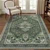 GENIMO - Tappeto Vintage 120x170cm - Antiscivolo, Lavabile, Con Pelo Corto - Per Soggiorno, Camera da Letto, Cucina - Verde Scuro