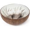 MIJOMA Ciotola esotica in noce di cocco | Interno laccato con colori vivaci | Robusta ed estetica | Perfetta per creazioni di bowl uniche | 13x13x6 cm (Bianco)