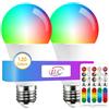 iLC Lampadina LED cambia colore, 120 colori, equivalente a 70 Watt, strobo fai da te, bianco caldo 2700K RGB con telecomando, LED 10W A60 E27 vite (confezione da 2)