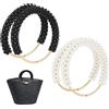 PH PandaHall 4pz Manici per Borse Uncinetto con Perle Bianco e Nero Manici Metallo Rotondi per Borse, Manico di Ricambio Uncinetto per La Realizzazione di Borsa Borsetta, 10.4x12.2cm