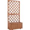 Fioriera Da Esterno Con Grigliato Per Rampicanti E Vaso, In Legno Di Abete, 72.5x31.5x149.5 Cm, Arancio