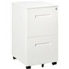 Cassettiera Ufficio Con Ruote, Schedario Portadocumenti A 2 Cassetti Con Serratura E 2 Chiavi In Acciaio, 39x48x67cm, Bianco