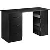 Scrivania Moderna In Legno Con 3 Cassetti E 3 Ripiani Per Camera E Ufficio, 120x49x72cm, Nero