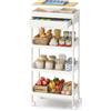 SONGMICS Carrello a 4 Ripiani, Carrello Scaffale da Cucina con Ruote, con Ripiano Rimovibile e Cassetto, in Plastica, Facile da Montare, Bianco e Rovere Dorato BSC070W101