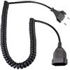 Leloco Cavo di prolunga a spirale, 1,5 m, spina europea, cavo a spirale a 2 fili, cavo di prolunga per TV, console di gioco, elettrodomestici, ufficio, esterno (nero)