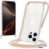 Coiwxmoi Cover con Cordino per iPhone 16 Pro Max 6,9, Trasparente Custodia con Laccio Tracolla Cellulare Girocollo Collana Morbido Silicone TPU Antiurto Protettiva Case per iPhone 16 Pro Max, Cachi