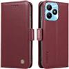 XINNI Cover per Realme C53/Realme C51 Custodia, Semplice Cellulare Libro Antiurto Flip Pelle PU/TPU Magnetica Case, VinoRosso