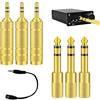 Jostift 6 adattatori jack da 6,35 mm a 3,5 mm, jack audio da 6,5 mm su jack da 3,5 mm con cuffie, doppio connettore, placcato oro stereo, adattatore per tastiera, altoparlante, chitarra