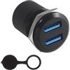 Duttek Accoppiatore a doppia porta USB 3.0 per montaggio a pannello, connettore USB pass-through, adattatore di estensione da USB femmina a femmina, con tappo acqua/antipolvere, per laptop, desktop