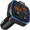 Vakler Trasmettitore FM Bluetooth Auto, Adattatore Bluetooth 5.0 Car Trasmettitore per Auto Kit MP3 Wireless a Ricarica Rapida PD 20W Tipo C QC3.0 2 Porte USB Chiamate Vivavoce Supporto USB/Scheda TF