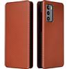 ETGOKJM for LG Wing 5G Caso di Lusso in Fibra Carbonio in PU e TPU Case Hybrid Protezione Integrale Antifurrante Cover for(Kahverengi)