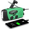 SOLARBABY Radio di emergenza a energia solare, autoregolante con illuminazione a LED, allarme SOS con AM/FM, batteria da 2000 mAh per ricarica di emergenza smartphone (verde)