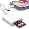 La Brodée Lettore di schede SD per iPhone, iPad, Lightning+USB C lettore di schede di memoria USB C SD Card Reader con doppio slot MicroSD/SD USB OTG adattatore visualizzatore di schede fotocamera, Plug and