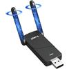 PLERY AX900 Bluetooth Chiavetta WiFi per PC Fisso Guadagno, WPA3, Configurazione Semplice (Grigio Scuro)