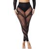 XIUSEMY Collant da donna a vita alta con motivo a rete calze a rete curve strisce collant per le donne, Nero Haiw01, taglia unica