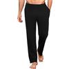 Uniexcosm Pantaloni da Notte Uomo Lunghi, Pigiama Lungo in Cotone Comodo, Pantaloni da Casa per Dormire Nero XXL
