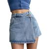 Generico Pantagonna Donna Vita Alta A-Line in Denim Pantaloncini Jeans Estivi Casual Hot Pants Corti Streetwear Y2K Shorts Elegante Curvy per Spiaggia Disco Festa,Blu,S