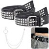 Lbxtswpl Cintura con rivetti borchiati punk e gotici, 2 pezzi, in pelle PU, borchie piramidali per jeans rockwear - 110 x 3,8 cm nero