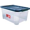 Sundis Wave Box, scatola portaoggetti 24l, con coperchio a clip, plastica trasparente, impilabile, ideale per riporre oggetti in camera da letto, spogliatoio, ufficio o ripostiglio