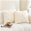 Sonive Federe Cuscino 40x40 cm, Set di 2, Cuscini Decorativi in Maglia Jacquard Morbida per Divano, Soggiorno, Camera da Letto Bianco