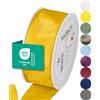 Halbach Seidenbänder Nastro regalo di alta qualità con bordo in filo metallico, larghezza 40 mm, lunghezza 25 m, certificato Öko-Tex 100, prodotto in Germania, colore: giallo