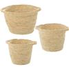 DRW - Set di 3 cestini Rotondi con Manici in Vimini in Toni Naturali, 38 x 30 cm, 33 x 28 cm e 28 x 26 cm