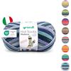 Gründl Hot Socks Madena - Lana per calze in 75% lana vergine (superwash) e 25% poliammide, made in Italy, 4 fili per calzini, 100 g/420 m, spessore ago: 2,5 mm - 3 mm, 1 x 100 g), baltic sea-mix