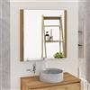 Baikal Specchio da bagno, specchio con lato in legno. Opzione con e senza LED. Stili che si adattano al bagno o a qualsiasi stanza della casa. 90 x 80 cm Laterale Legno Teka