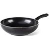 GreenChef Diamond Wok Antiaderente in Ceramica da 28 cm/3,7 litri, Senza PFAS, Senza PFAS, Adatto all'induzione, Sicuro in Forno fino a 160˚C, Lavabile in Lavastoviglie, Nero