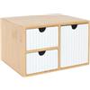 Relaxdays Contenitore a cassetti, bambù e MDF, 3 H 15 x L 25 x P 20 cm, Organizer scrivania
