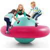 GYMAX Grande Gioco Gonfiabile da Arrampicata, Pallone Gonfiabile con 6 Maniglie, Adatto a 3 Bambini, Capacità di Carico 113 kg, Divertente Gioco da Esterno, Regalo per Bambini 5 Anni+ (Rosa+Verde)