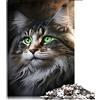 CARGIS per Adulti 1000 Pezzi Puzzle Regali Occhi Verdi Maine Coon Puzzle per Bambini Puzzle di Cartone Ottimo Regalo per Adulti （Dimensioni 26x38cm）