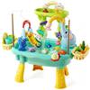 Neptuiby Lavello da gioco per tutti i piccoli da 1 a 3 anni, lavello gioco con acqua corrente, giocattolo elettrico a ricircolo con getto vulcanico, attività pesca e scivolo (blu)