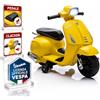 TOYSCAR Moto Elettrica Bambini Mini Vespa Elettrica per Bambini 18-36 Mesi, Moto per Bambini 6V con Licenza Ufficiale Piaggio, Luci LED, Clacson, Pedale, Ruote Stabilizzatrici (Gialla)