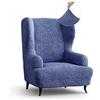 PAULATO BY GA.I.CO. PAULATO - Copripoltrona con Orecchie 1 Posto Wing Chair Elasticizzato in Microfibra, Tessuto Antigraffio Lavabile in Lavatrice, Tecnologia Brevettata WavyTech, Blu - Made in Italy