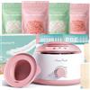 IFANZETECH Scaldacera Cera Brasiliana Kit: Scalda Cera per Ceretta, 400g Cera, 42 Accessori per Depilazione per Uso Domestico e in Salone, per Tutto il Corpo, Sopracciglia, Viso, Bikini, per Donna e Uomo, Rosa