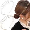 Votvlog 2 Pezzi Fascia da Donna in Metallo Multistrato, Forcine Sottili per Capelli, Sottile Argento Elegante Fascia Antiscivolo Multistrato, Fai da Te, Vintage Accessorio per Capelli (Oro, Argento)