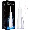 Pulsefell Idropulsore Dentale Portatile Ricaricabile, 300 ML Water Flosser Senza Fino a USB con 4 Gettoni e 4 Modalità, Impermeabile IPX7 per Casa e Viaggio (Bianco)