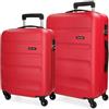 ROLL ROAD Set valigie rigide 55-65cm Roll Road Flex Rosso