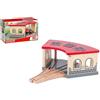Hape Deposito dei Treni in Legno a 3 corsie - Accessorio Ferroviario Compatibile con Set per trenini Adatto dai 3 Anni in su