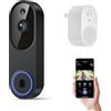 Orbitell Videocitofono wireless Wi-Fi con audio bidirezionale, visione notturna, archiviazione cloud, rilevamento intelligente del movimento AI, supporto solo Wi-Fi 2,4 GHz