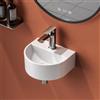 EMKE Lavandino da parete per bagno, piccolo, ad angolo, in ceramica, bianco, 32 x 32 x 15 cm (lunghezza x larghezza x altezza)