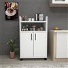 LBSIGN Mobile Multiuso Bagno/Cucina 2 Ante 60x35x92 Con Rotelle Lukas Bianco