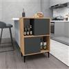 LBSIGN Mobile Da Cucina Multiuso Dispensa 60x35x90 Nikla Rovere E Antracite