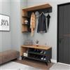 LBSIGN Mobile Ingresso Ad Angolo Con Appendiabiti E Scarpiera Effetto Legno E Antracite Samle