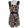 Karen Millen ABITO MINI A TIERED CON STAMPA ANIMAL IN MORO/NERO KAREN MILLEN UK 12