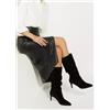 Dune London Slouch Camoscio Nero Lungo Stivali UK 7.5(f1077)